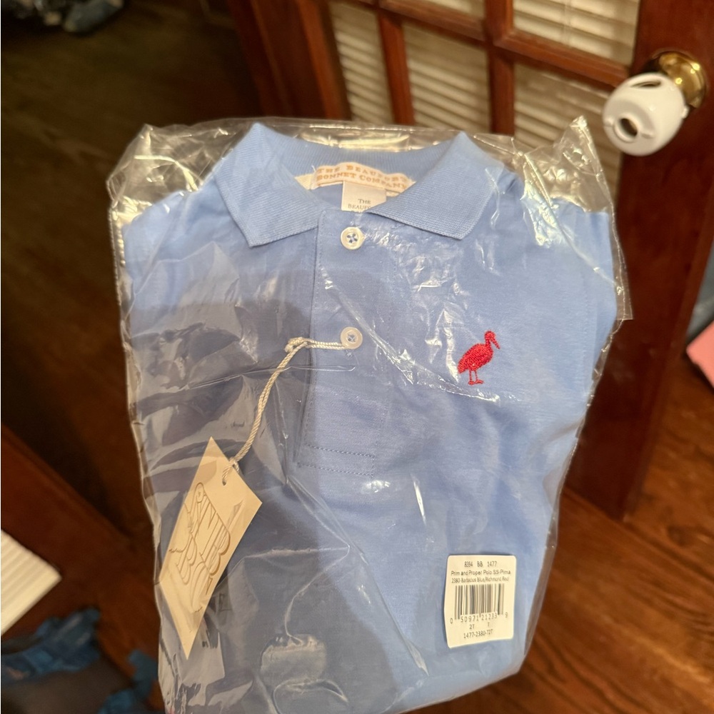 The Beaufort Bonnet Company Light Blue Polo with Red Logo